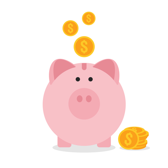 Piggy bank flat design, saving money concept vector illustration