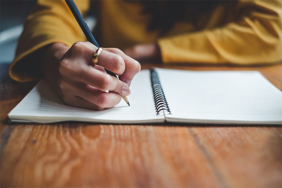 Person writing a journal